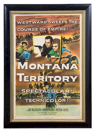 A Montana Territory Movie Poster. Height 39 1/2 x width 25 3/4 inches.