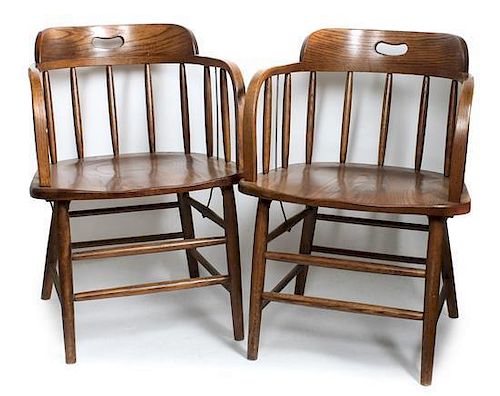 A Set of Ten American Oak Armchairs Height 29 1/2 inches.
