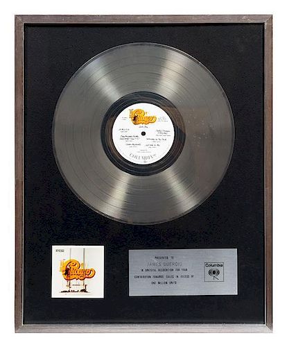 A Chicago IX: Chicago's Greatest Hits Platinum Record Award Height 20 3/4 x width 16 3/4 inches (overall).