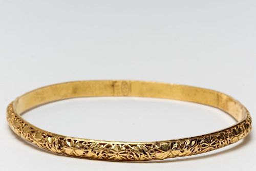 22K Gold Reticulated Bangle Bracelet