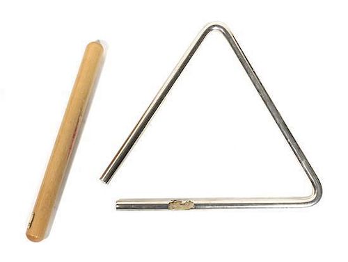 A Studio Used Triangle and Wooden Striker. Height of first 9 inches.