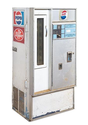 A Vintage Pepsi-Cola Drink Dispenser Height 52 x width 25 x depth 21 inches.