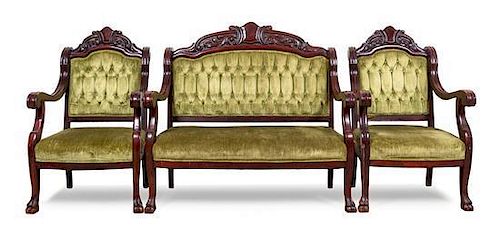 A Victorian Parlour Suite Height of first 44 inches.
