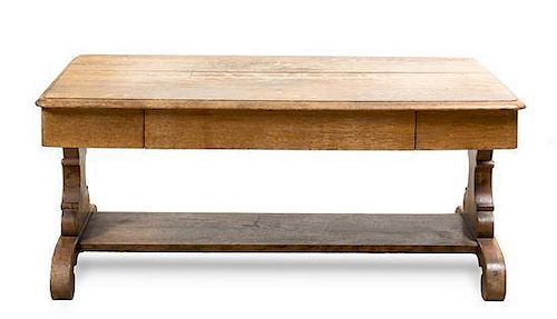 An American Oak Low Table Height 19 x width 42 x depth 26 inches.
