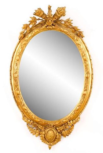 Continental Giltwood Crested Mirror