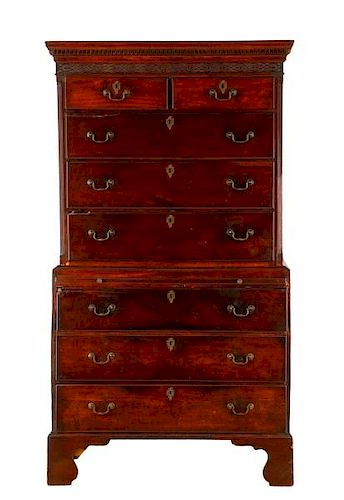 English Chippendale Style Mahogany Chest on Chest