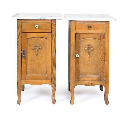 Two Victorian Bedside Tables Height 30 x width 17 1/2 x depth 13 1/2 inches.