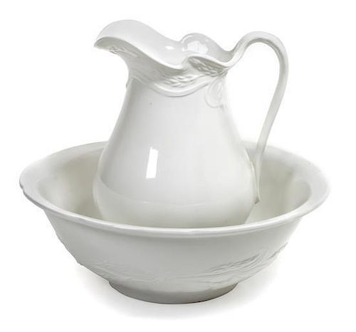 A Royal Crownford Ironstone Ewer and Basin Height of ewer 13 inches, diameter of basin 16 inches.
