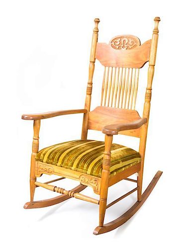 A Pine Rocking Chair Height 46 1/2 inches.