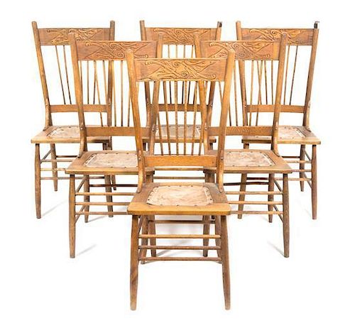A Set of Six Side Chairs Height 39 1/2 inches.