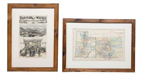 Two Framed Decorative Prints Height of first 14 3/4 x width 9 1/2 inches.
