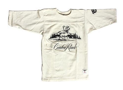 A Child's Caribou Ranch Long Sleeve Cream Shirt from the 1970s. Size: L (14-16).