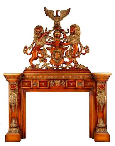 Palatial French Baroque Style Mantle Surround