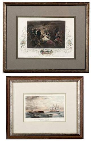 Seven Naval Battle Scenes and Military Themed Prints