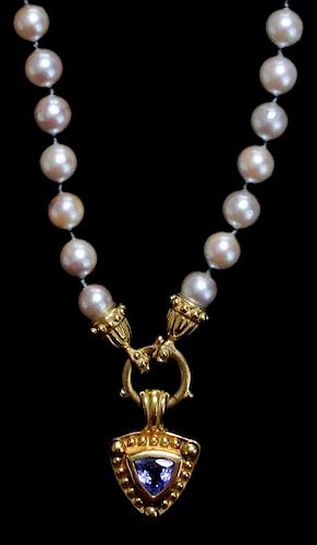 Pearl and Tanzanite Necklace