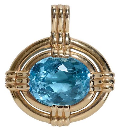 14 Kt. Gold and Blue Topaz Pendant