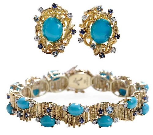 Turquoise and Diamond Bracelet,
