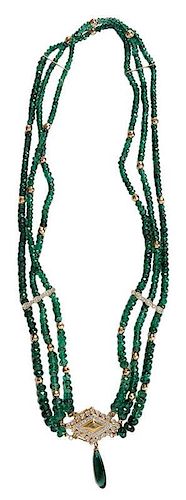 Custom Emerald and Gold Bead Necklace