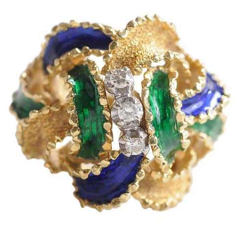 18 Kt. Gold and Enamel Ring