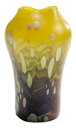 Loetz Glass Vase with Pinched Rim