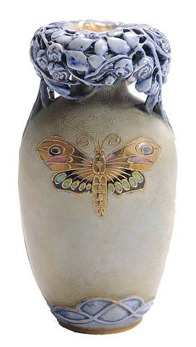 Amphora Vase with Pierced Rosebush Rim