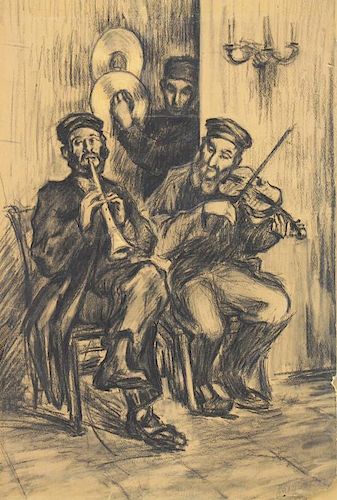 PASTERNACK, Leonid. Charcoal on Paper. Musicians.