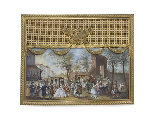 A Continental Miniature Painting, Height of painting 4 1/4 x width 8 1/2 inches.
