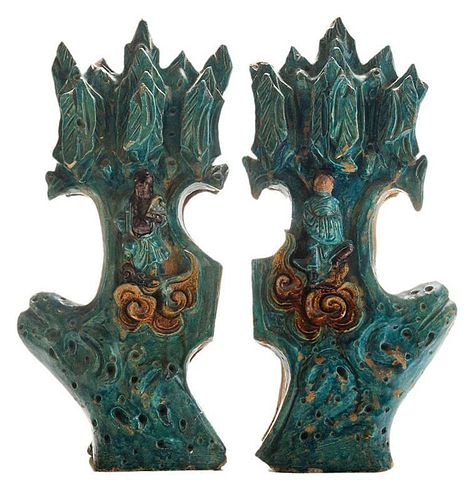Two Ming Turquoise-Glazed Figural