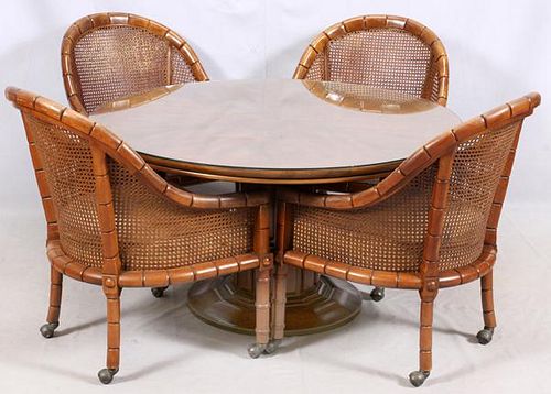 CANED AND UPHOLSTERED DINING SET