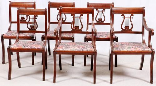SET OF 6 DUNCAN PHYFE-STYLE MAHOGANY DINING CHAIRS