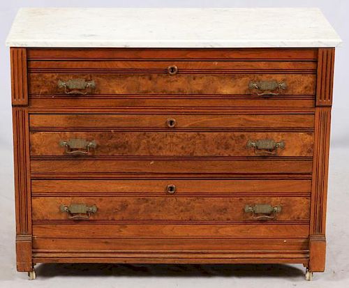 EASTLAKE MARBLE TOPPED CHEST OF DRAWERS C1890