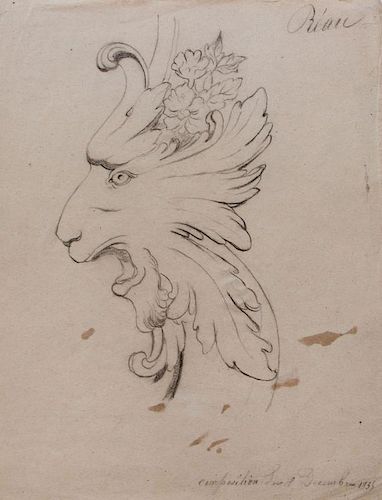 FRENCH SCHOOL: ARCHITECTURAL DETAIL OF A LION'S HEAD