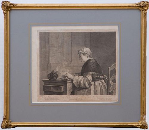 AFTER JEAN-BAPTISTE-SIMEON CHARDIN (1699-1779): DAME PRENANT SON THÉ