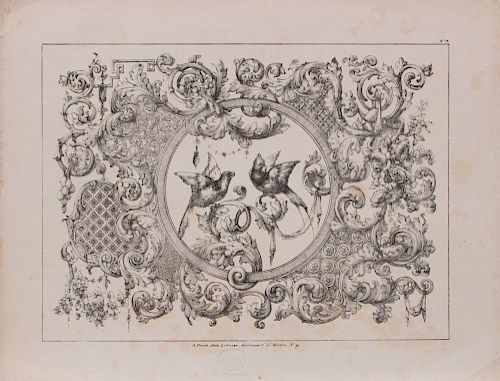 FRENCH SCHOOL: THREE ORNAMENTAL ILLUSTRATIONS OF FLORA AND FAUNA