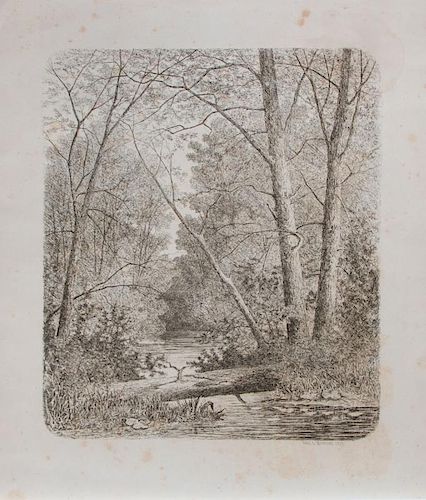 CARL CHRISTIAN BRENNER (1838-1888): FORREST WITH STREAM; AND GIRL IN WOODS