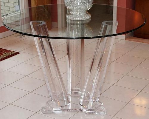 MODERN LUCITE AND GLASS TOP TABLE