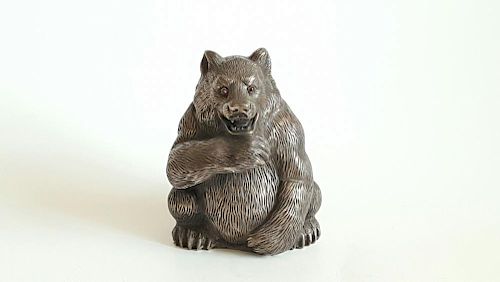 Russian silver figurine of the sitting bear