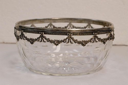 Glass Bowl Inlaid Silver