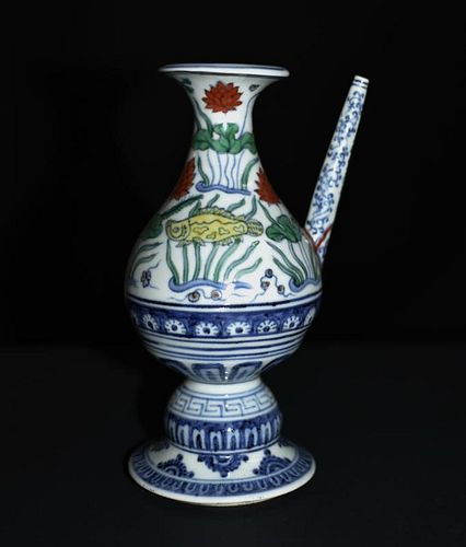 Chinese Blue/White Famille Verte Porcelain Ewer