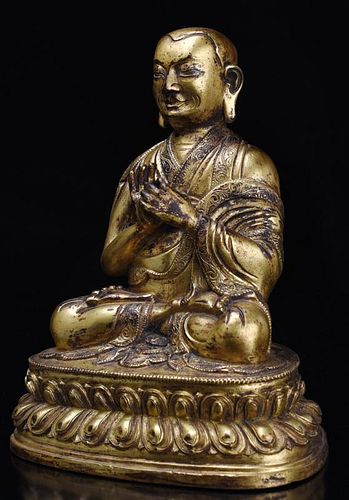 Chinese Gilt Bronze "Lama" Buddha