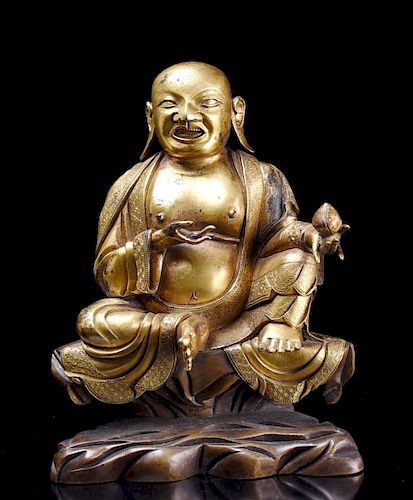 Chinese Gilt Bronze Buddha of " NiLe"
