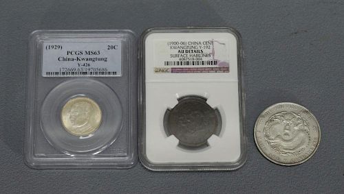 3 Pieces of Chinese Coins Insist of Bronze,Silver