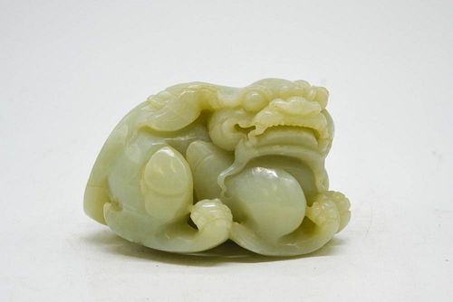 Chinese Carved White Jade Beast