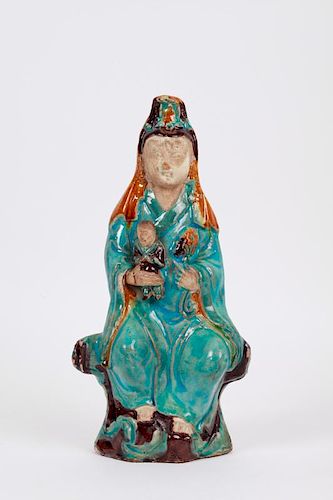 Ming Dynasty Pottery Glazed Guanyin