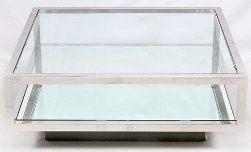 STAINLESS STEEL & GLASS TOP COFFEE TABLE