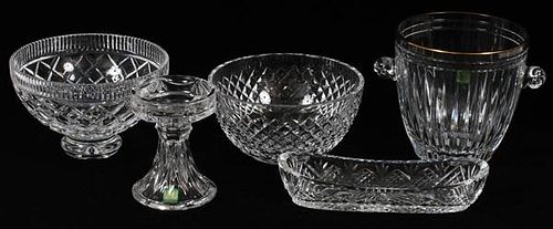 WATERFORD CRYSTAL BUCKET BOWLS CANDLESTICK AND DISH