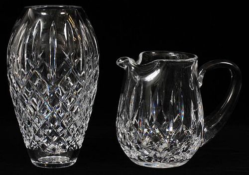 WATERFORD CRYSTAL 'COLLEEN' VASE AND PITCHER