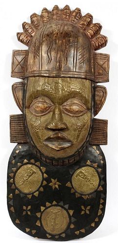 AFRICAN CARVED WOOD CEREMONIAL MASK
