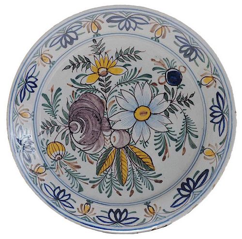 Delft Tin-Glazed Polychromed Floral-