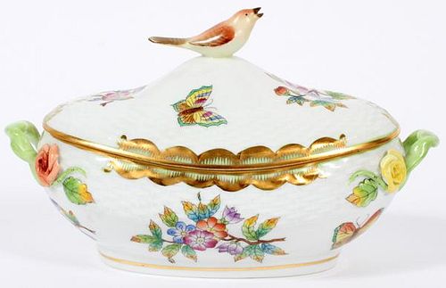 HEREND ROTHSCHILD PORCELAIN COVERED CANDY DISH